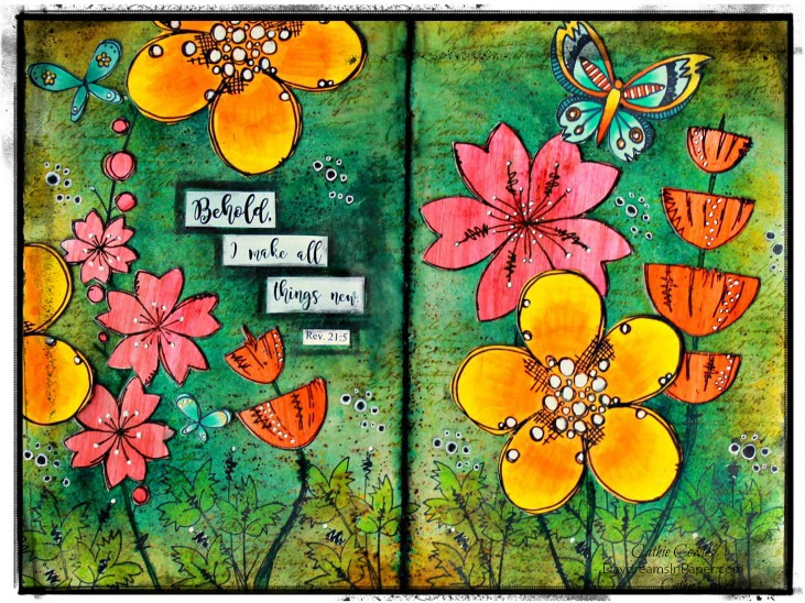 Fern and floral art journal page