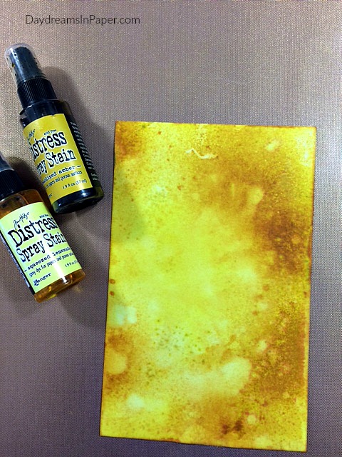 Cardstock Colored with Yellow Distress Spray Stains