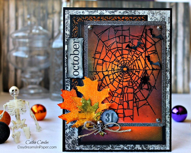 Handmade Halloween Card with Spiders and Bats