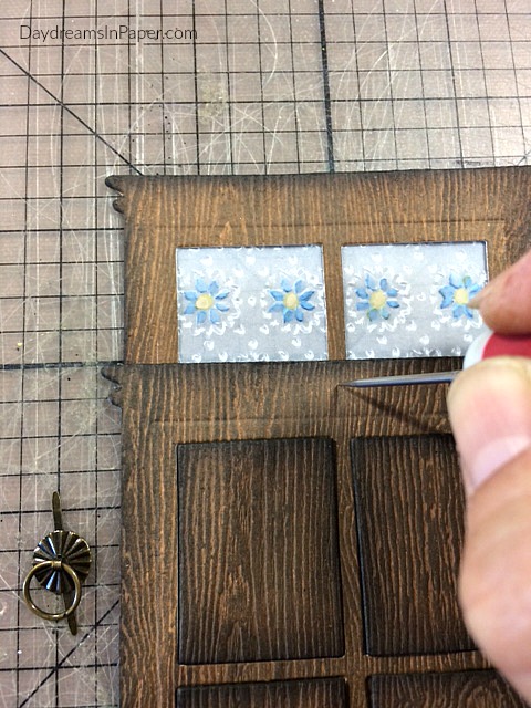 Adding a Doorknocker to Woodgrain Door Made Out Of Paper
