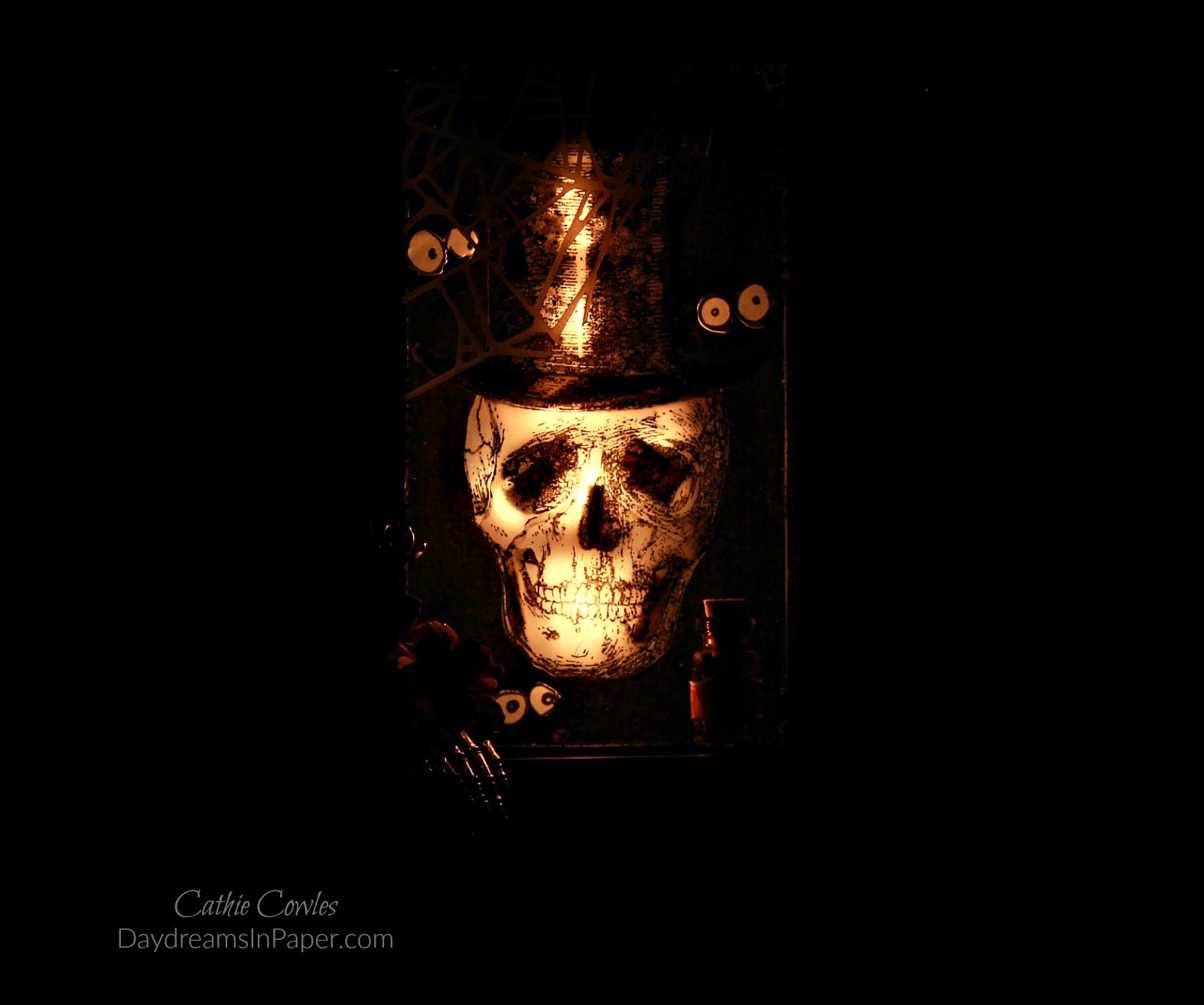 Halloween Shadowbox with Glowing Skeleton