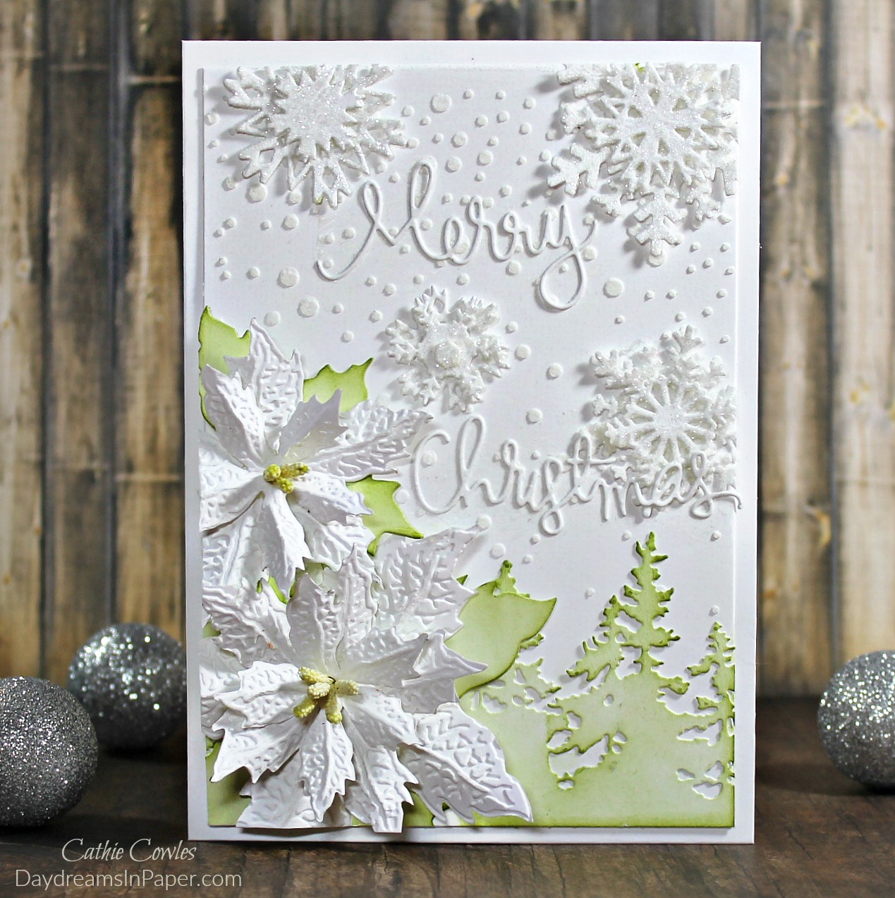 Handmade White Christmas Card