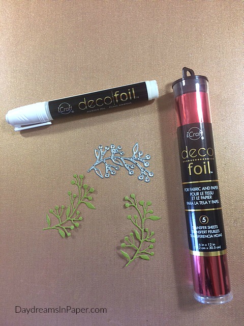 Supplies for Foiling Small Die Cut Leaves with Berries Using Deco Foil