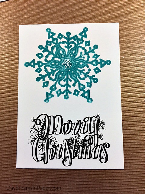 Handmade Card with Snowflake and Merry Christmas Sentiment