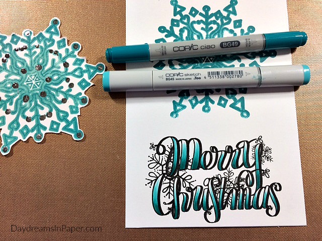 Copic Coloring Merry Christmas Sentiment