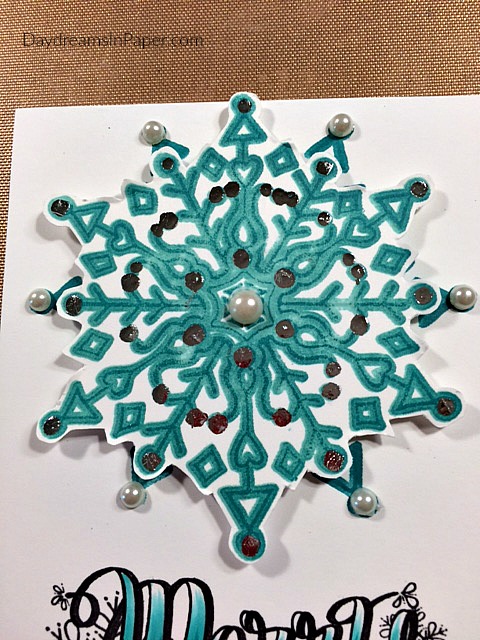 Adding Fussy Cut Snowflake over Snowflake Image on Card