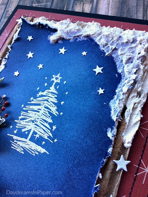 Handmade Snow Scene Christmas Card Closeup