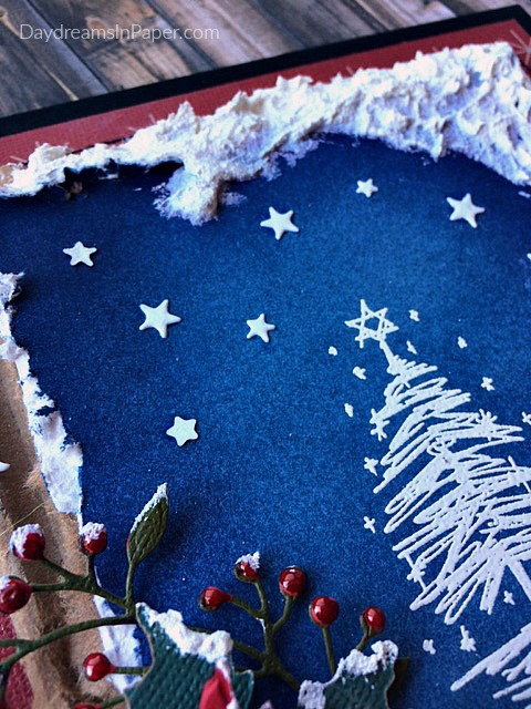 Handmade Snow Scene Christmas Card Close-Up