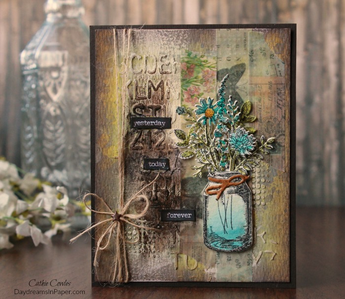Handmade Card Using Tim Holtz Flower Jar