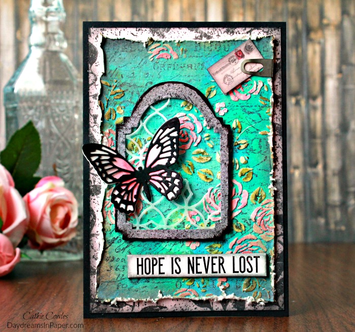 Handmade Card with Colored Stencil Background