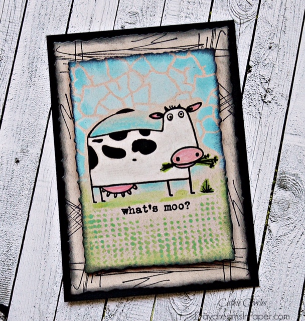 Stampers Anonymous Tim Holtz Funny Farm Colored With Colored Pencils on Kraft Paper