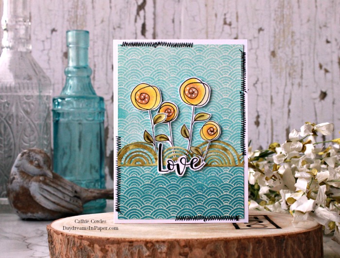 Handmade Card using Simon Says Stamp Scallop Wave Background Stamp