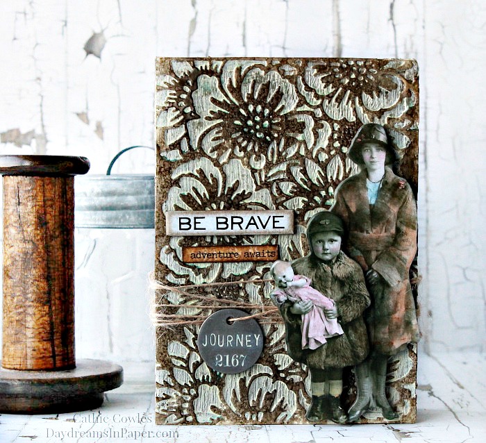 Travelers Journal Faux Etched Wood Vignette Box