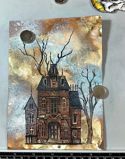 The Haunted Manor - Easy Halloween Card - Step 2